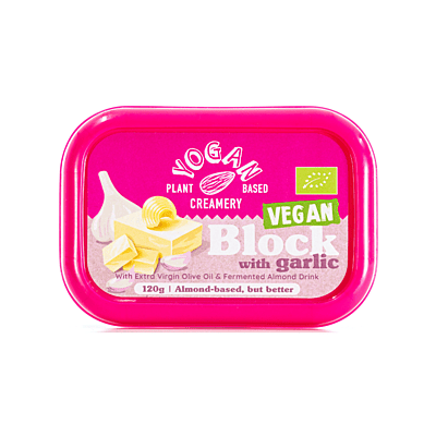 Mandelmilch vegan alternative to cultured butter mit Knoblauch - Box 12 Stücke